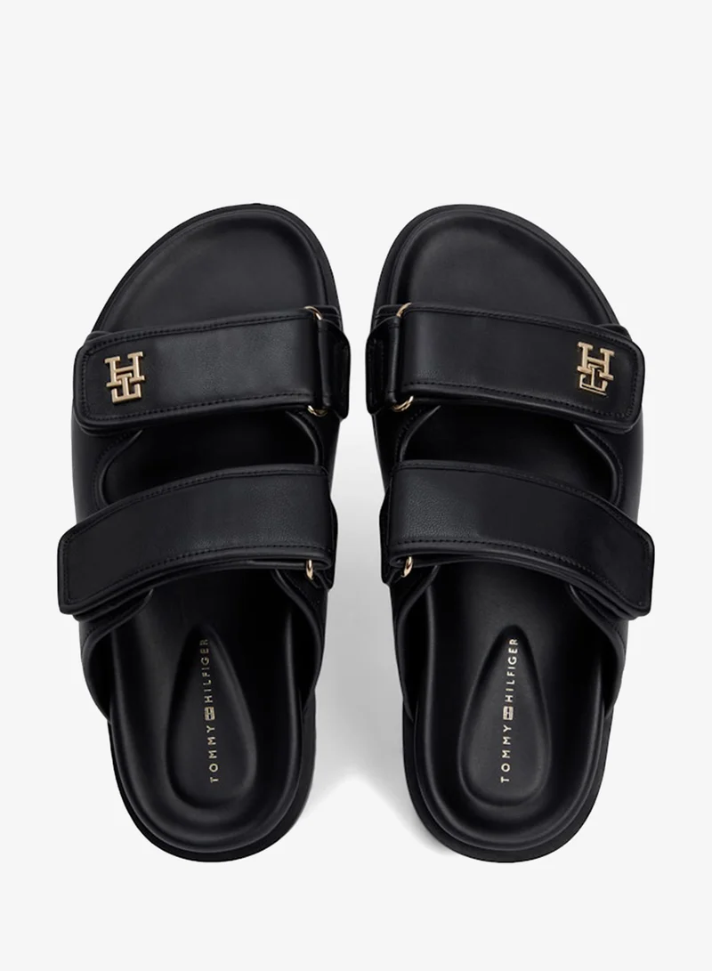TOMMY HILFIGER  Leather Monogram Double Strap Sandals for Women | Best Price UAE